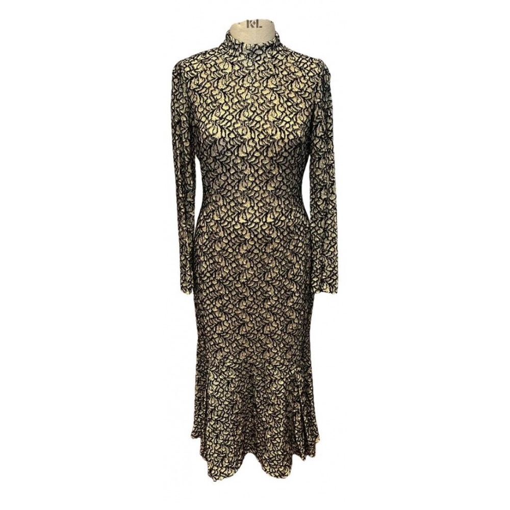 Emilia Wickstead Black and Ivory Flocked Lace Dress